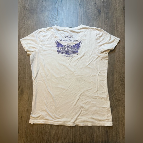 Harley-Davidson Women's M Wing Vibes Crew-Neck Short Sleeve Cotton Tee - White - Picture 8 of 9